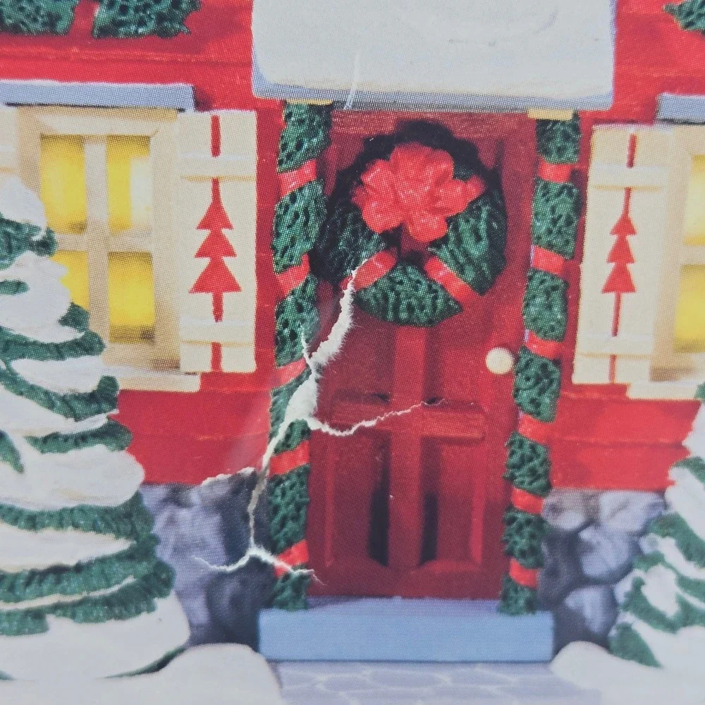 Vtg 1996 Hallmark Holiday House Stocking Hanger Light Up Cottage Red XSH3131